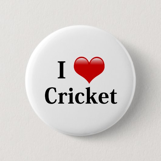 Badge Rond 5 Cm J'adore le cricket (Devant)