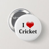 Badge Rond 5 Cm J'adore le cricket (Devant & derrière)