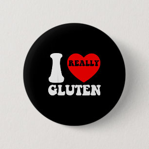 Badge Rond 5 Cm J'adore le Gluten Je Cœur Gluten Calories Glucides