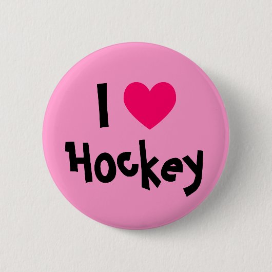 Badge Rond 5 Cm J'adore le hockey (Devant)