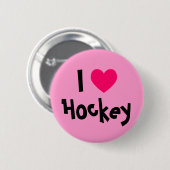 Badge Rond 5 Cm J'adore le hockey (Devant & derrière)