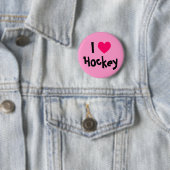 Badge Rond 5 Cm J'adore le hockey (En situation)
