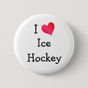 Badge Rond 5 Cm J'adore le hockey sur glace