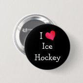 Badge Rond 5 Cm J'adore le hockey sur glace (Devant & derrière)