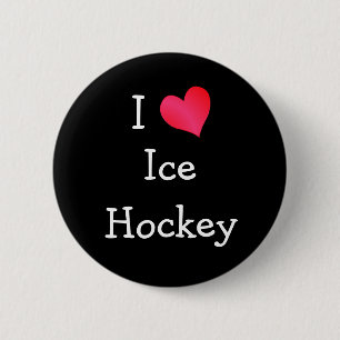 Badge Rond 5 Cm J'adore le hockey sur glace