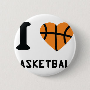 Badge Rond 5 Cm J'adore le symbole du basket-ball