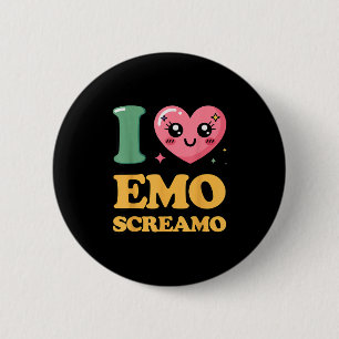 Badge Rond 5 Cm J'adore l'emo screamo
