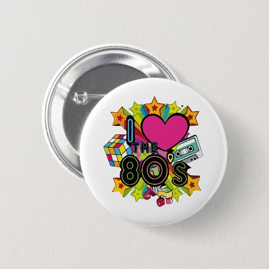 Badge Rond 5 Cm j'adore les années 80 (Devant & derrière)