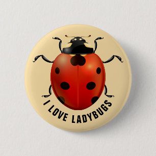 Badge Rond 5 Cm J'adore les coccinelles