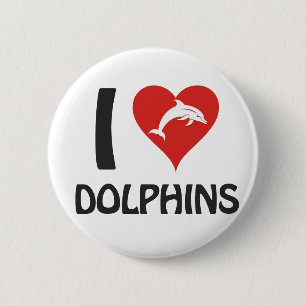 Badge Rond 5 Cm J'adore les dauphins