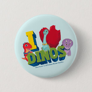 Badge Rond 5 Cm J'adore les dinos   Dino Ranch