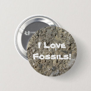 Badge Rond 5 Cm J'adore les fossiles ! (empreinte de hachis fossil