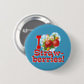 Badge Rond 5 Cm J'adore les fraises (Devant & derrière)
