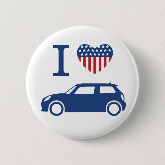 Badge Rond 5 Cm J'adore les mini-coopers américains - Bleu - Bouto (Devant)