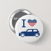 Badge Rond 5 Cm J'adore les mini-coopers américains - Bleu - Bouto (Devant & derrière)