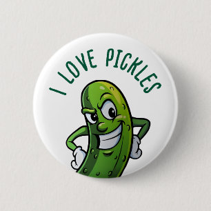 Badge Rond 5 Cm J'adore les Pickles