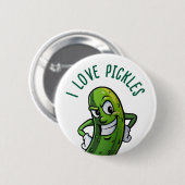 Badge Rond 5 Cm J'adore les Pickles (Devant & derrière)