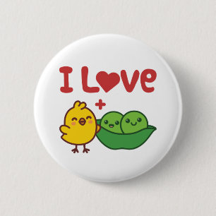 Badge Rond 5 Cm J'adore les pois chiches Houmous Kawaii