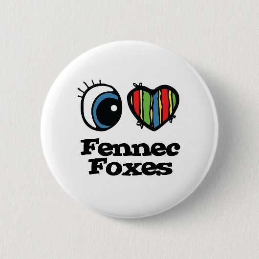 Badge Rond 5 Cm J'adore (♥) les renards fennecs (Devant)
