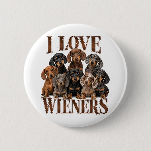 Badge Rond 5 Cm J'adore les saucisses (Devant)