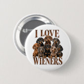 Badge Rond 5 Cm J'adore les saucisses (Devant & derrière)