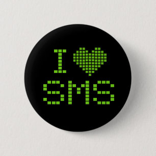 Badge Rond 5 Cm J'ADORE LES SMS - bouton