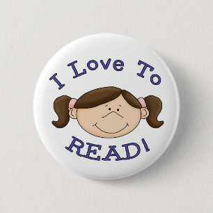 Badge Rond 5 Cm J'adore lire la fille