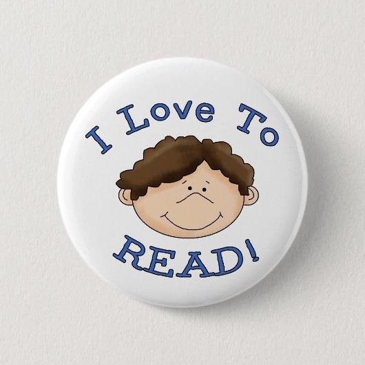 Badge Rond 5 Cm J'adore lire le garçon (Devant)