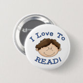 Badge Rond 5 Cm J'adore lire le garçon (Devant & derrière)