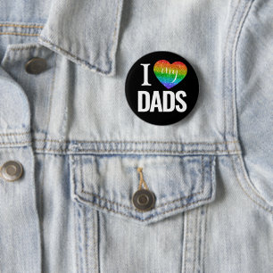 Badge Rond 5 Cm J'adore mes papas Rainbow Heart Pride Fête des p