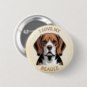 Badge Rond 5 Cm J'adore mon Beagle (Devant & derrière)