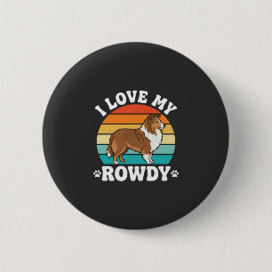 Badge Rond 5 Cm J'adore mon Sheltie rétro turbulent