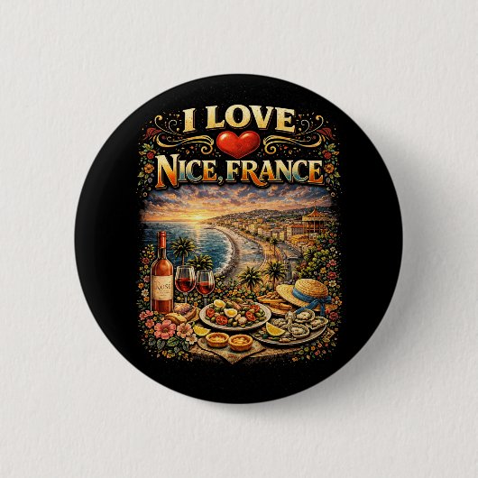 Badge Rond 5 Cm J'adore Nice (Devant)