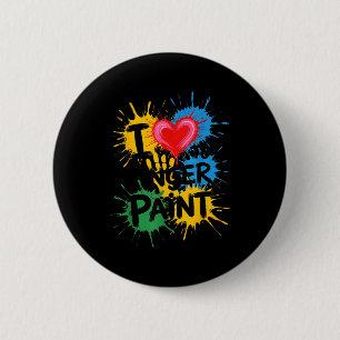 Badge Rond 5 Cm J'adore peindre au doigt des couples Prof d'art do