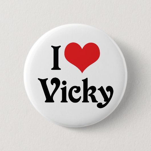 Badge Rond 5 Cm J'adore Vicky (Devant)