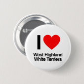 Badge Rond 5 Cm j'adore west highland white terriers (Devant & derrière)