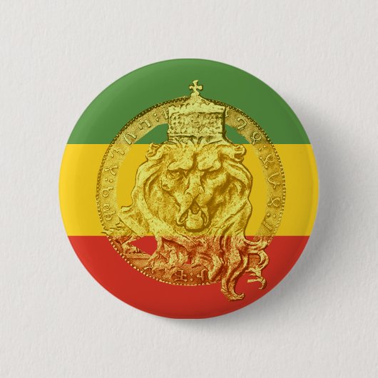 Badge Rond 5 Cm Jah Rastafari Lion de Judah Button (Devant)
