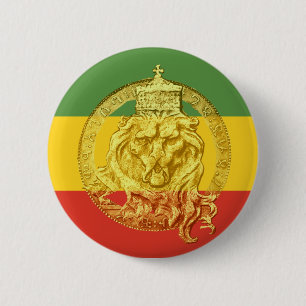 Badge Rond 5 Cm Jah Rastafari Lion de Judah Button