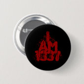 Badge Rond 5 Cm J'ai 1337 ans. Texte rouge-foncé. Gamer. de Leet (Devant & derrière)