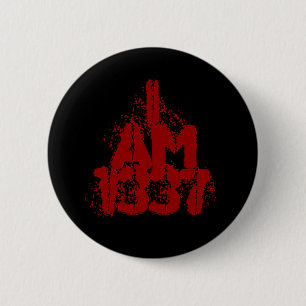 Badge Rond 5 Cm J'ai 1337 ans. Texte rouge-foncé. Gamer. de Leet