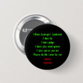 Badge Rond 5 Cm J'ai Aspergers (Devant & derrière)