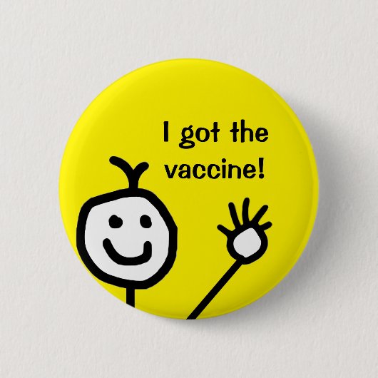 Badge Rond 5 Cm J'ai eu le vaccin mignon visage heureux (Devant)