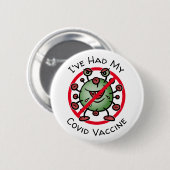 Badge Rond 5 Cm J'Ai Eu Mon Vaccin Convid Drôle Symbole De Virus C (Devant & derrière)