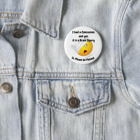 Badge Rond 5 Cm J'ai eu une commotion cérébrale (En situation)