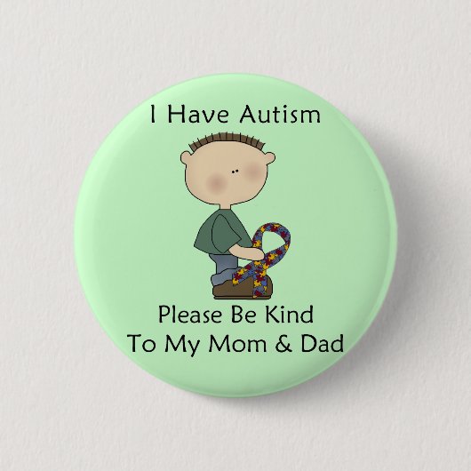 Badge Rond 5 Cm J'ai l'autisme (le garçon) (Devant)