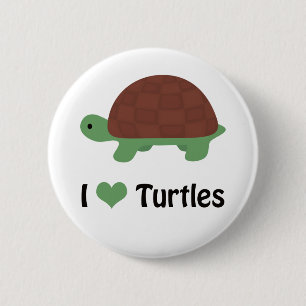 Badge Rond 5 Cm J'ai le coeur Turtles Cute Little Cartoon Turtle
