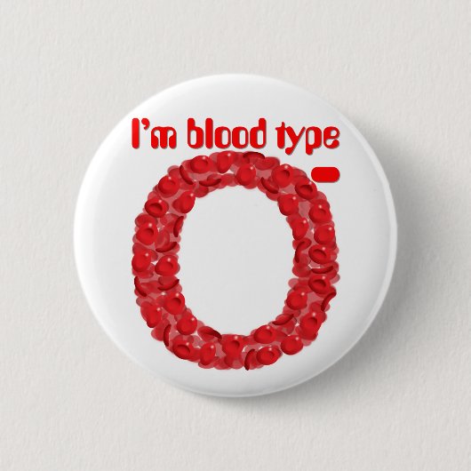 Badge Rond 5 Cm J'ai le groupe sanguin O négatif (Devant)