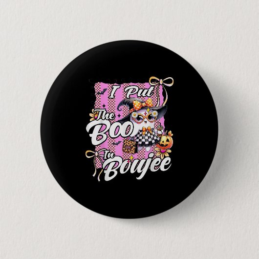 Badge Rond 5 Cm J'Ai Mis Le Boo À Boujee Cute Ghost Leopard Hallow (Devant)