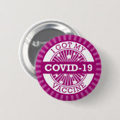 Badge Rond 5 Cm J'Ai Mon Covid 19 Vaccin Purple Star Burst (Devant & derrière)