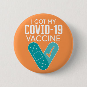 Badge Rond 5 Cm J'ai mon vaccin Covid-19 - bleu orange